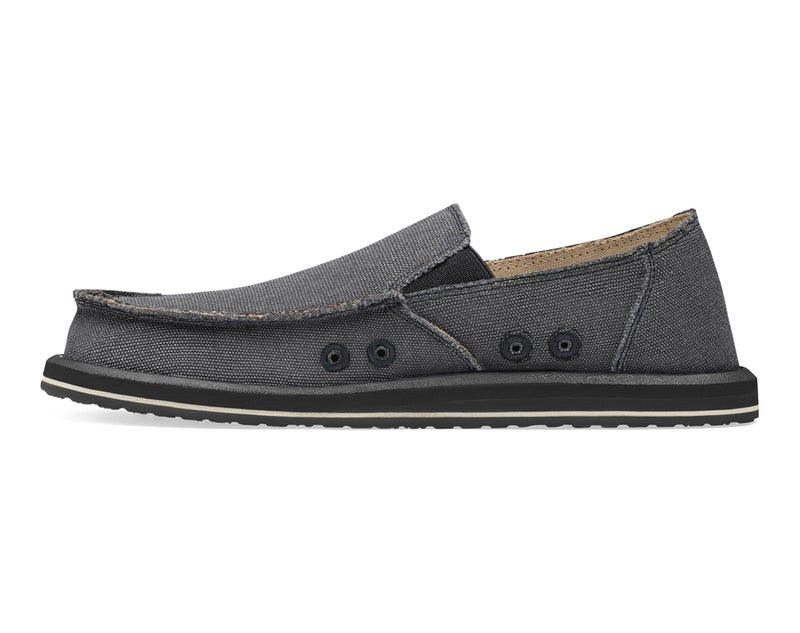 Sanuk Mens Vagabond Sidewalk Surfer | High Rebound Comfort Footbed | Slip On Shoes for Men | Men's Slip-on Loafers, Charcoal, 12 - Image 3